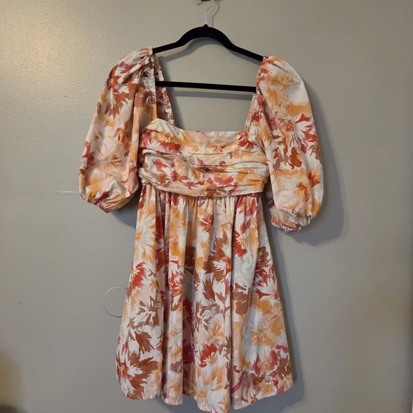 Abercrombie & Fitch Women's Emerson Floral Puff Sleeve Mini Babydoll Dress Sz S - Picture 4 of 15